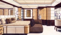 Interior of motor yacht Lyana designed by Francois Zuretti